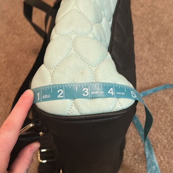 Betsey Johnson Mint Green and Black Quilted Heart Backpack With Gold Hardware - Picture 8 of 8